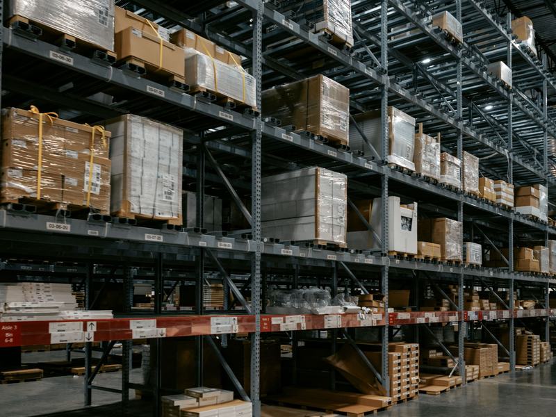 Steel racking installed in a warehouse