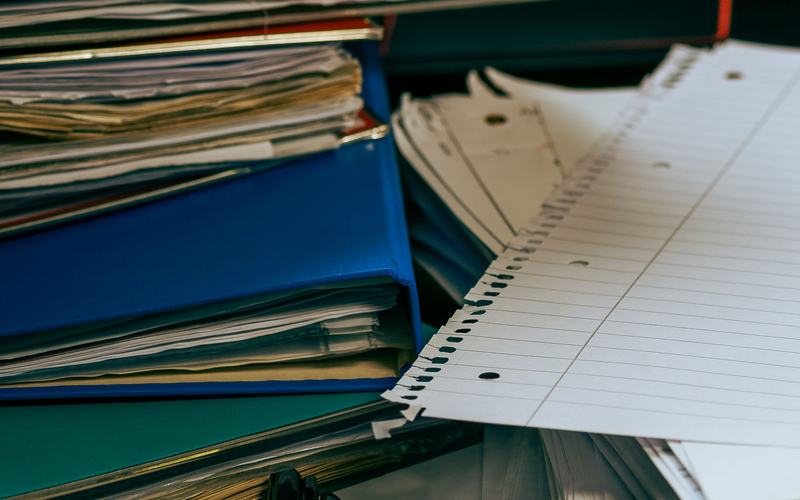 Reconciliation paperwork laid out on a desk