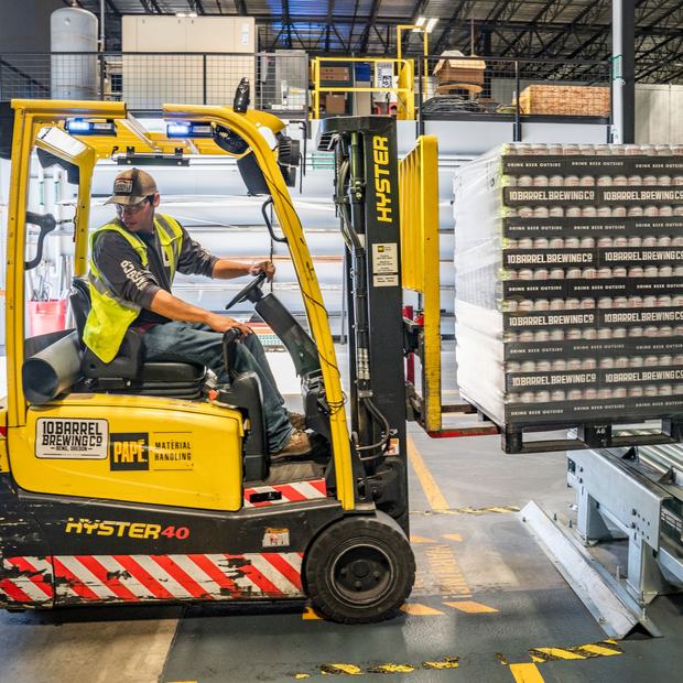 Forklift in a materials handling yard